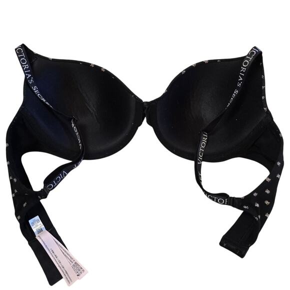 Victoria’s Secret T Shirt Demi Bra 36D Black White VS Logo - Picture 2 of 3